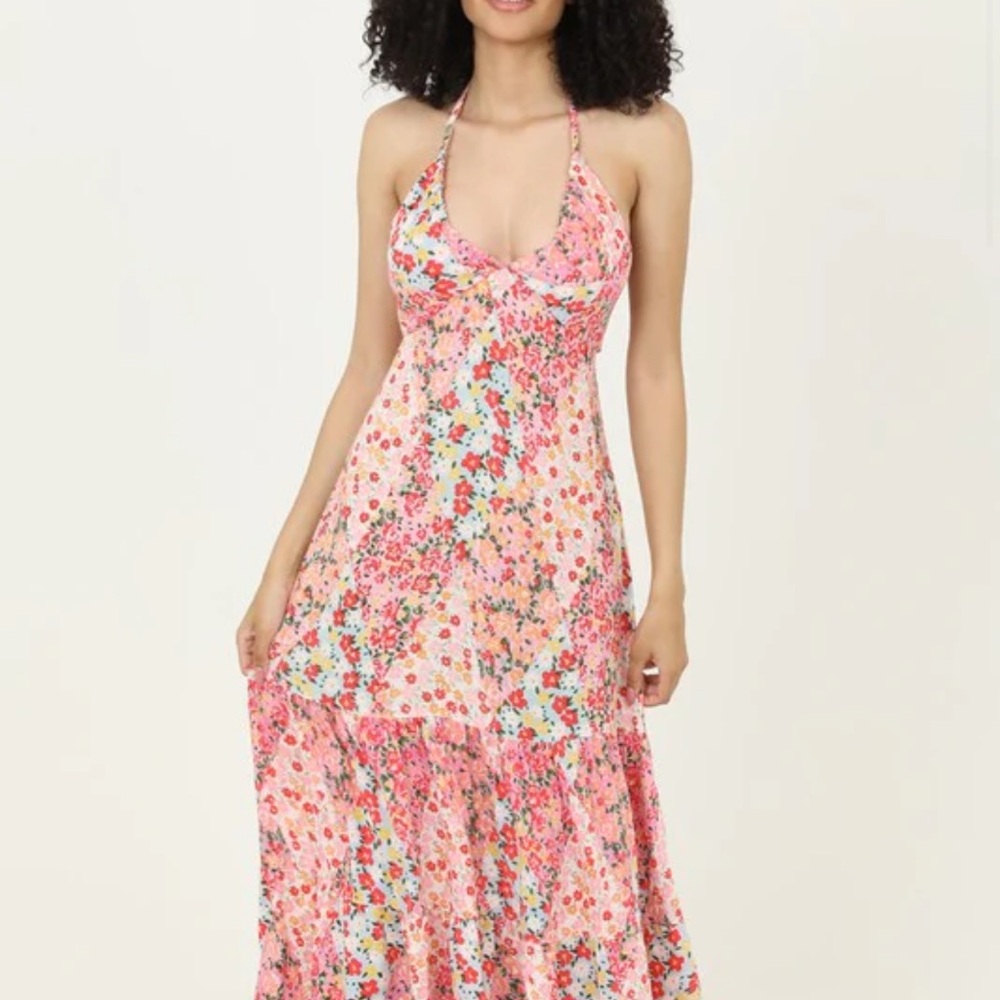 Angie Floral Halter Maxi Dress